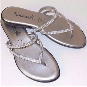 NWOT Toscanella  Rhinestone Double Strap Sandal